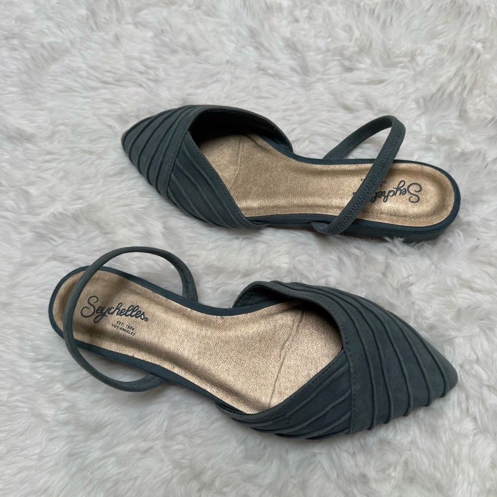 Seychelles Dusty Blue Pointed Toe Slingback Shoes Size 6